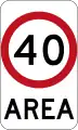 Restricted speed area sign