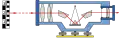 The internal prism mechanism of an automatically levelling telescope.