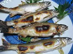 Shioyaki (ayu grilled with salt)