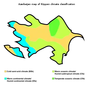 Image 11Azerbaijan map of Köppen climate classification zones (from Geography of Azerbaijan)