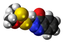 Space-filling model of the azinphos-methyl molecule