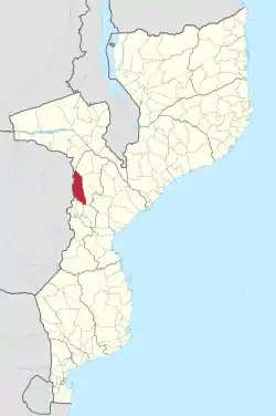 Báruè District on the map of Mozambique