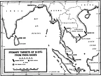 A black and white map of eastern India, Sri Lanka and South East Asia. Most of the cities depicted on the map are marked with bomb symbols.