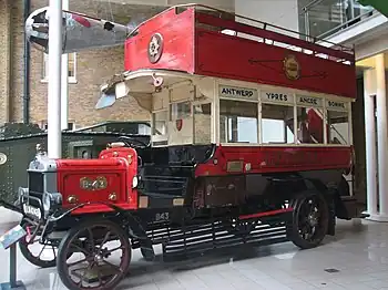 Image 44London General Omnibus Company B-type bus B340 built in 1911 by AEC. One of a number of London buses purchased by the British military during World War I, this vehicle was operated on the Western Front.