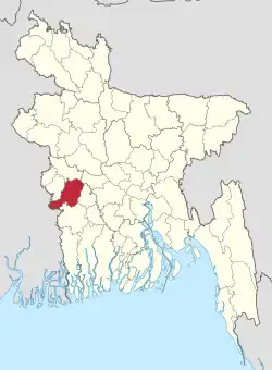 Location of Jhenaidah District in Bangladesh