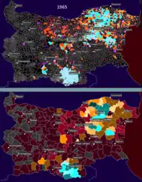 Distribution of Turks according to the 1965 census