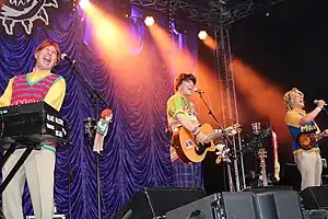 Playing live at Beautiful Days Festival, August 2018: l–r: Alan Doonican #2, Scott Doonican, Björn Doonicansson