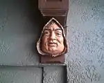 A carved monk's head