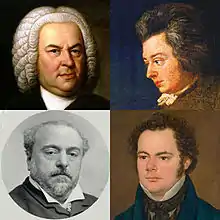 Four mugshots of old composers