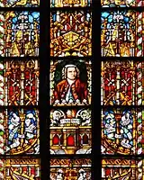 Stained-glass Bach church window (detail)