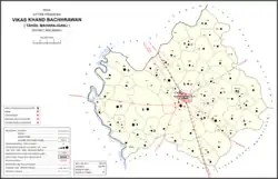 Map showing Rajamau (#850) in Bachhrawan CD block