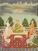 Bahadur Shah enthroned outdoors