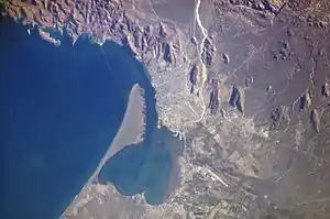 El Mogote from space, 2003. (North is left.)