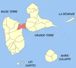 Location of the commune (in red) within Guadeloupe