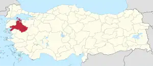 Location of the province within Turkey