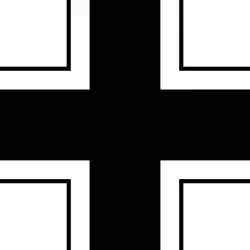 Black cross with white and black outline