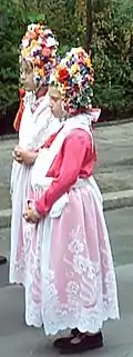 Bambrzy wearing unmarried woman's headpiece