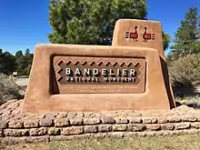 Bandelier National Monument entrance sign