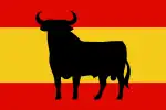 The flag of Spain with an Osborne bull