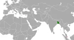 Map indicating locations of Bangladesh and Singapore