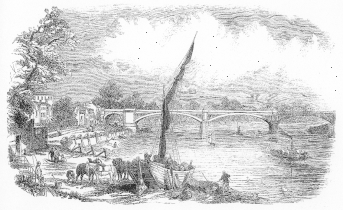 The first Barnes Bridge, c. 1849