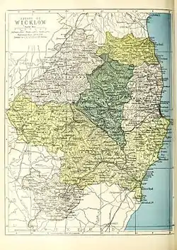 Baronies of County Wicklow. Arklow is in the southeast.