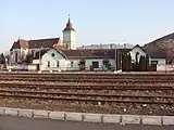 Old station and St Bartholomew church