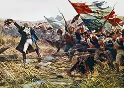 Colored painting showing French army at Varoux