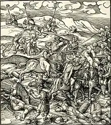 Image 22The woodcut by Leonhard Beck, from c. 1515, depicts the Battle of Krbava Field between the Army of Croatian nobility and Ottoman akinjis. (from History of Croatia)