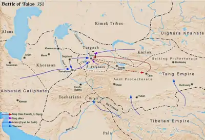 Image 62Battle of Talas between Tang dynasty and Abbasid Caliphate c. 751 (from History of Asia)