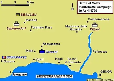 Map of the Battle of Voltri, 10 April 1796