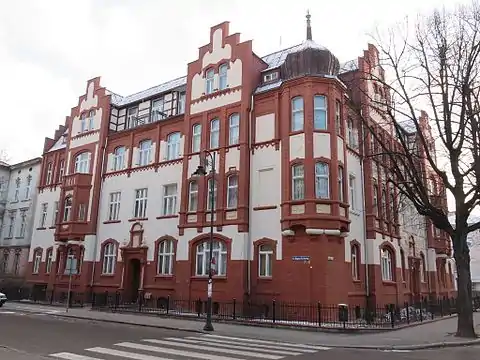 Tenement at 2 Kołłątaja street (1870), registered on Kuyavian-Pomeranian Heritage list.