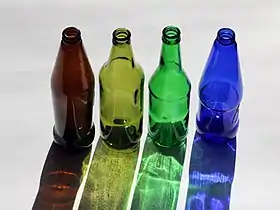 Empty beer bottles of different colors