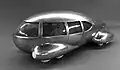 Model of teardrop-shaped automobile designed by Bel Geddes