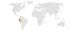 Map indicating locations of Belgium and Peru