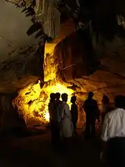 Visitors inside the Caves