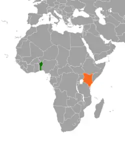 Map indicating locations of Benin and Kenya