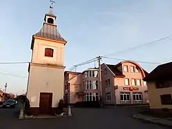 Belfry and a restaurant