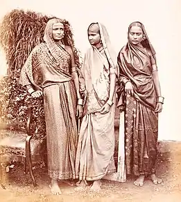 Women dressed in sari and choli (1855)