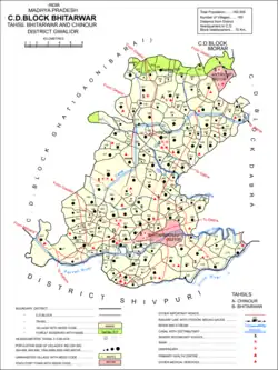 Map of Bhitarwar CD block and tehsil