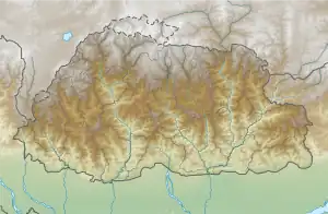 Map showing the location of Motithang Takin Preserve