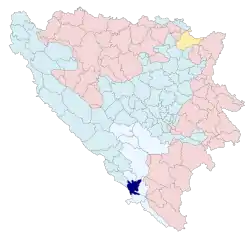 Location of Čapljina within Bosnia and Herzegovina