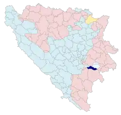 Location of Foča-Ustikolina within Bosnia and Herzegovina