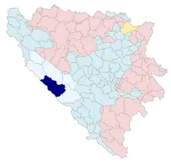 Location of Livno within Bosnia and Herzegovina