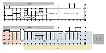 colour-coded floor plans of the Marciana Library