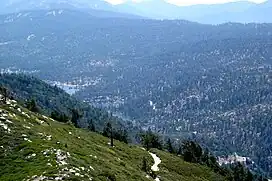 Looking east at Big Bear Valley from Butler Peak lookout tower in the San Bernardino National Forest