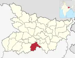 Location of Nawada district in Bihar