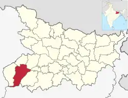 Location of Rohtas district in Bihar