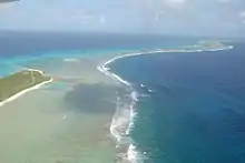 View of the coast of Bikini Atoll from above