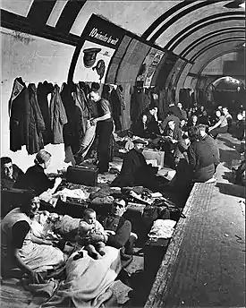 Image 31An air raid shelter in a London Underground station during The Blitz.